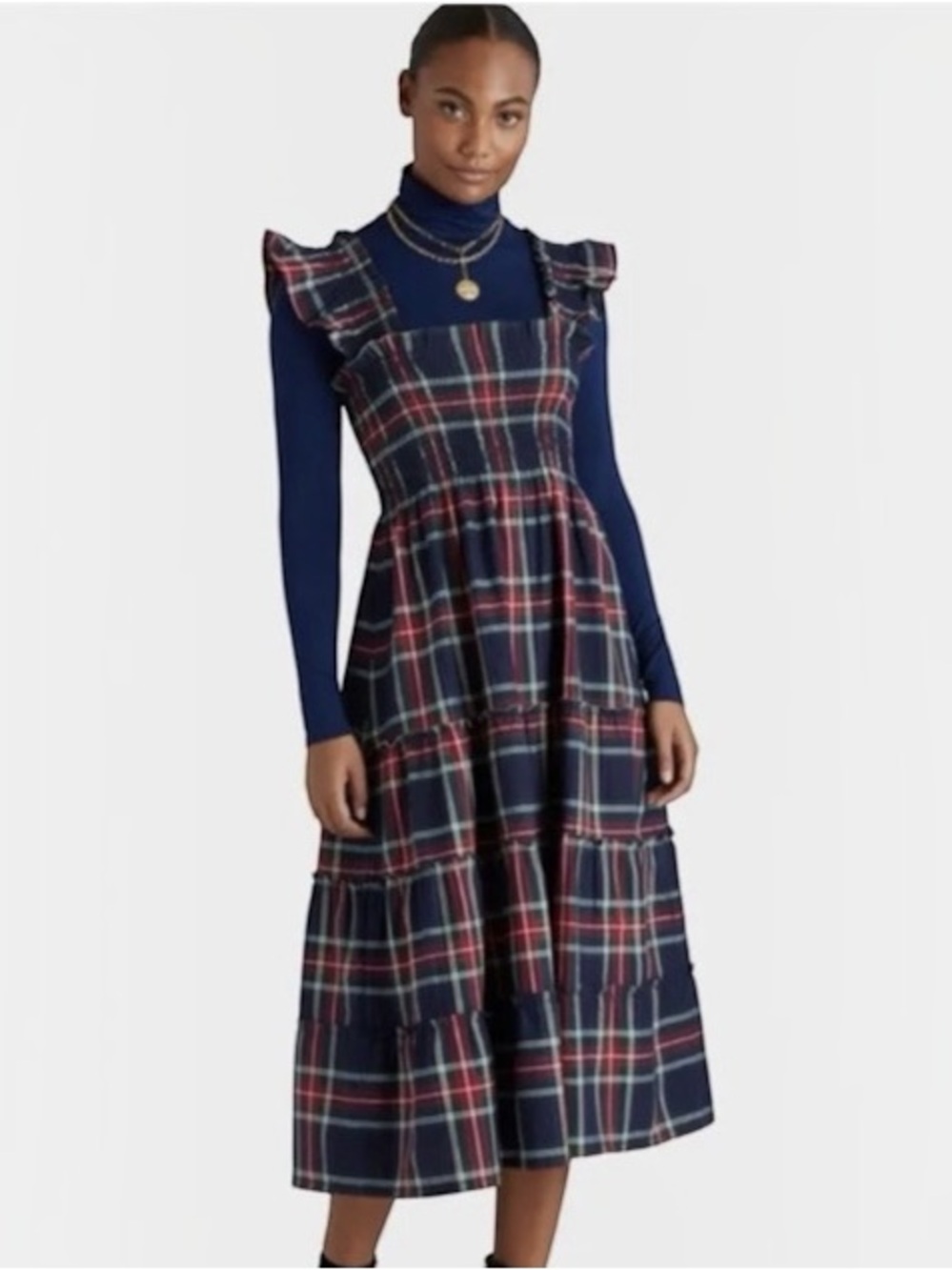 NWT Hill House Home Ellie Nap Dress Navy Tartan